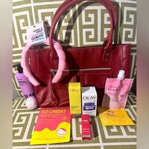 Victoria Secret Red Shoulder Bag Spa Themed Beauty Bundle!